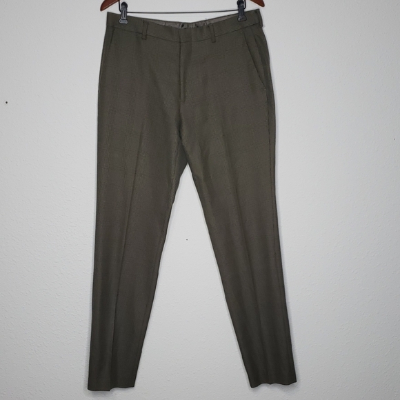 J Crew Mens Ludlow Moon Wool Cotton Plaid Slim Fit Pants Size 32x34 Preppy Green